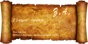 Zieger Andor névjegykártya